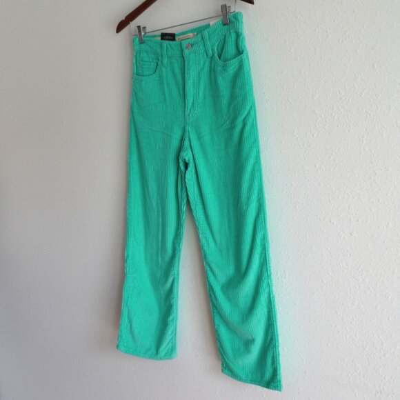 Levi's Ribcage Straight Ankle Pants Size 26x27 Green Corduroy Cotton High Rise - Picture 3 of 12